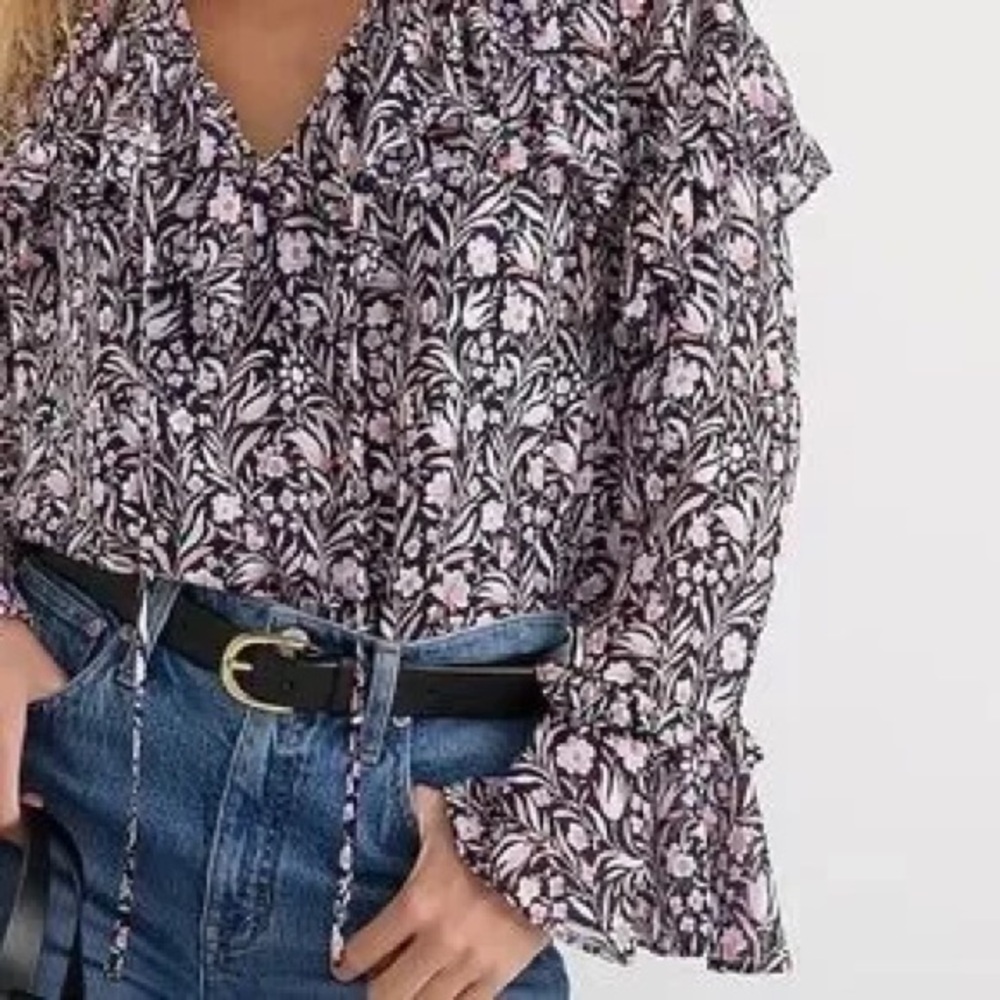 NWT J.Crew Ruffle crinkle chiffon top in floral flourish